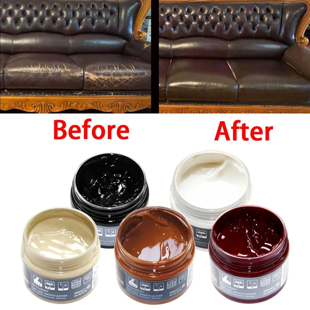 Leather Recoloring Balm Repair Cream for Restoration Couches Sofa