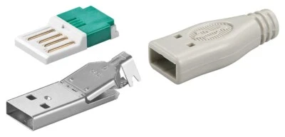 GOOBAY 1 Stück USB 2.0 A-Stecker zur werkzeugfreien Crimp Montage inklusive Tülle