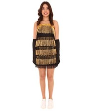 Adult Women's 20's Fringe Flapper Costume  Gold Color Cosplay Costume HC-155