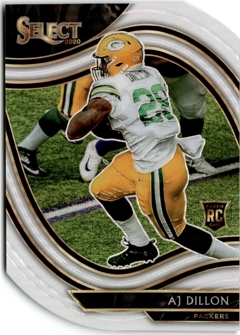 2020 Panini Select #365 AJ Dillon White Prizm Die Cut Rookie