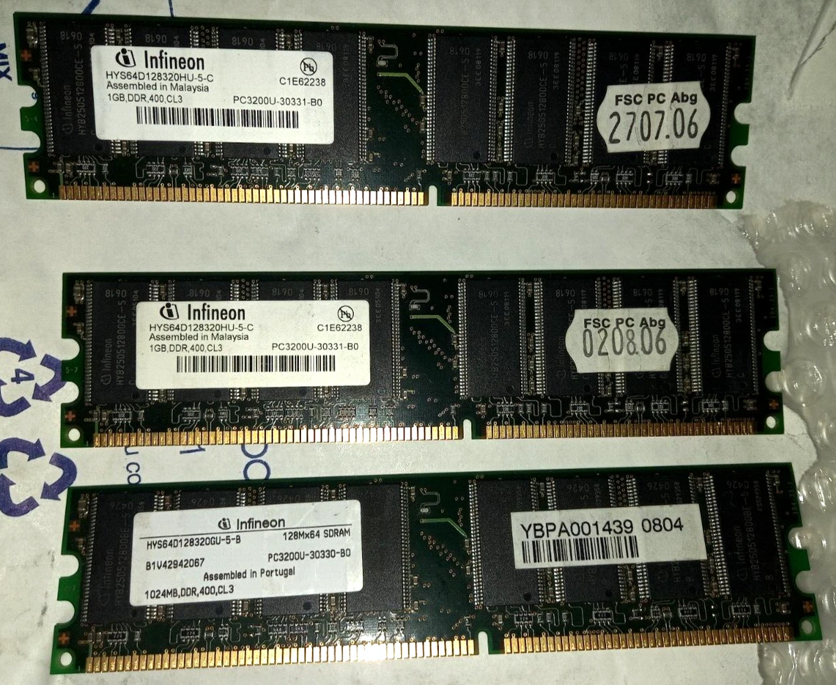 Infineon DDR1 SDRAM Computer 1 GB Capacity per Module Memory (RAM