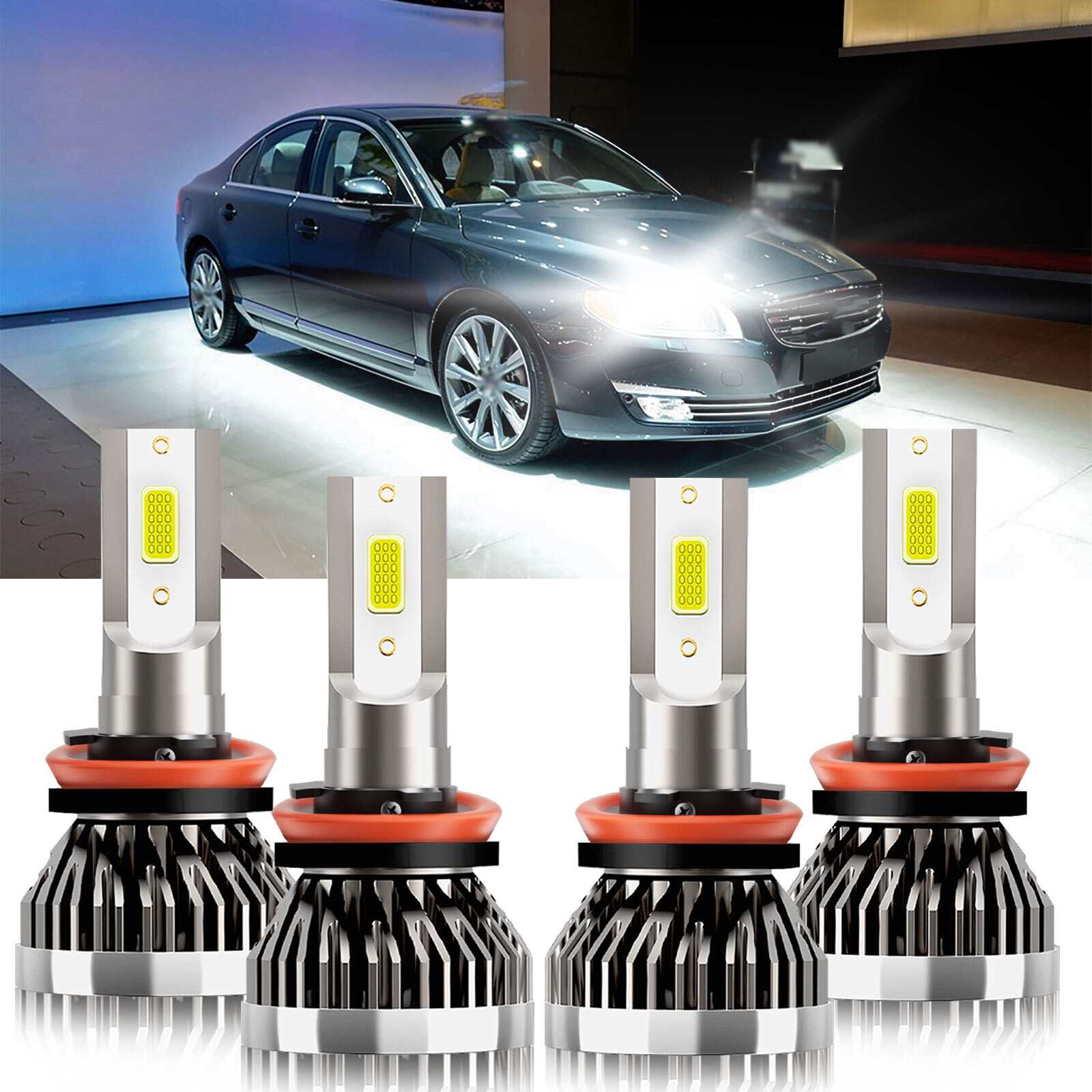 For Volvo S80 2007-2013 LED Headlight Car Bulbs Kit H11 H11 Bright White 6000K