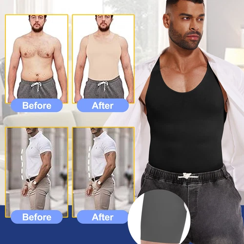 Herren Schlankheitsunterwäsche Bauchkontrolle Body Shaper Hi-Kompression Skinny Body - Bild 11 von 26