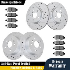 296mm Front 281mm Rear Brake Rotors Pads Kit for Toyota RAV4 2006-18 Slotted