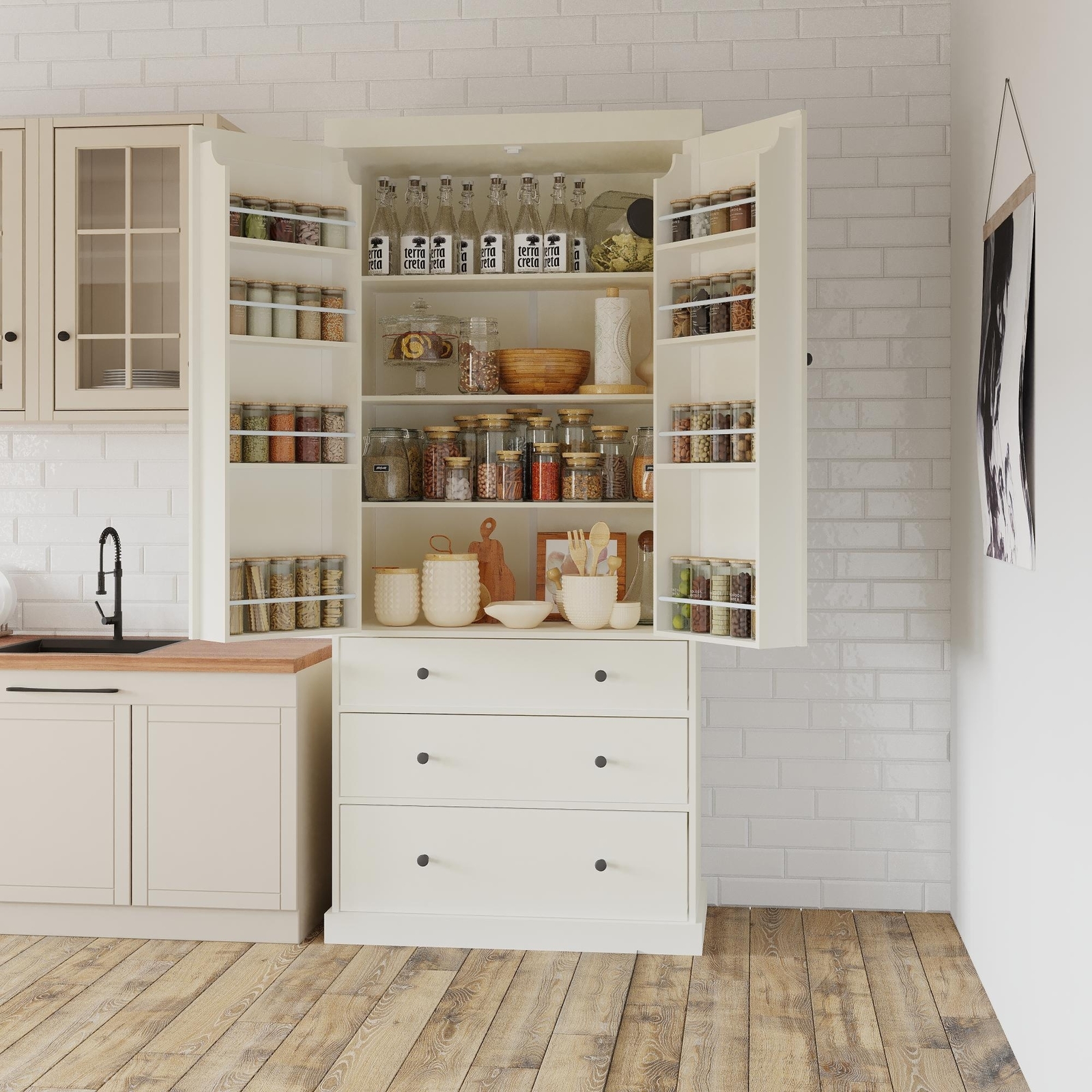 77inch Kitchen Pantry,Freestanding Tall Cupboard Storage