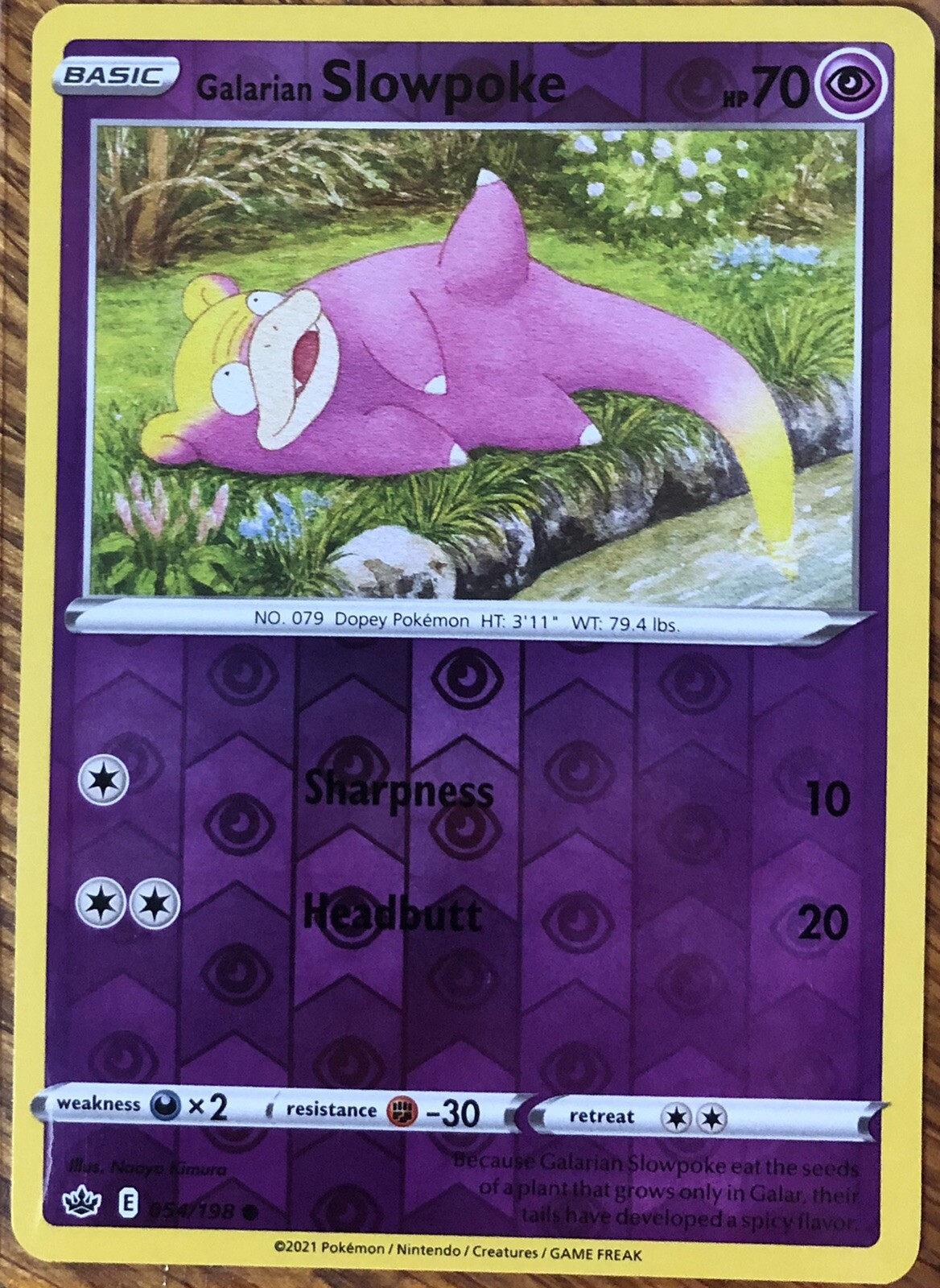 Galarian Slowpoke 54/198 - Reverse Holo - Chilling Reign - Common - Read Desc.