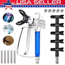 3600PSI Airless Paint Spray Gun 517 Spray Tip + 5 Nozzle Guard for Sprayers US