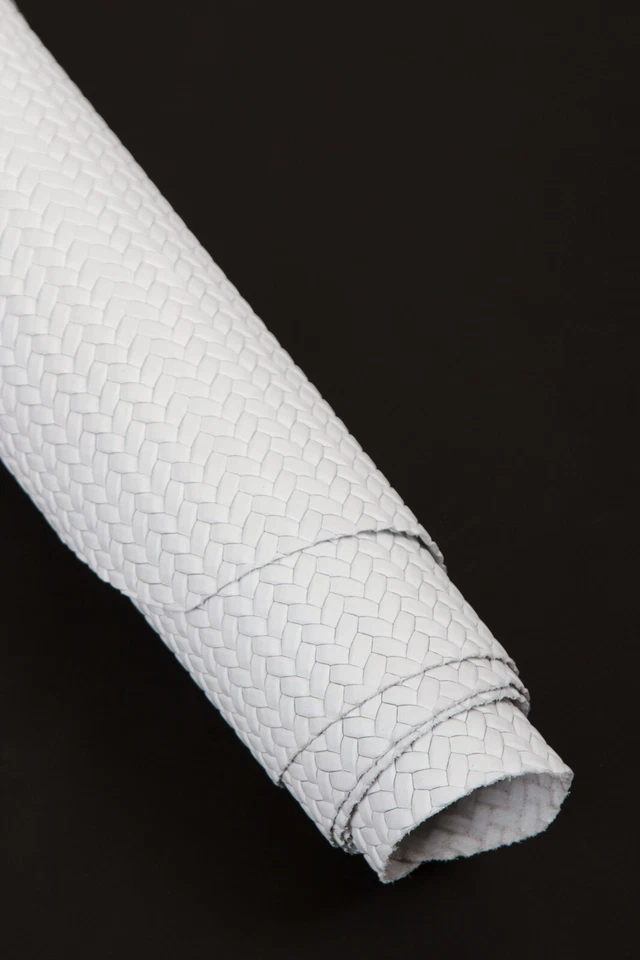 Premium White Full Grain Cowhide Leather Hide – 2m² (20–25 Sq Ft) Mesh Embossed - Image 2 of 4