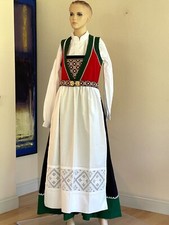AUTHENTIC M/2X Handbeaded Hand embroidery Voss Vossa BUNAD NORWEGIAN 830S Silver
