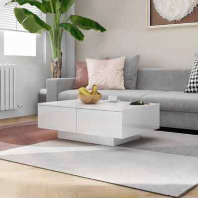 Coffee Table High Gloss White 90x60x31 cm Engineered Wood vidaXL