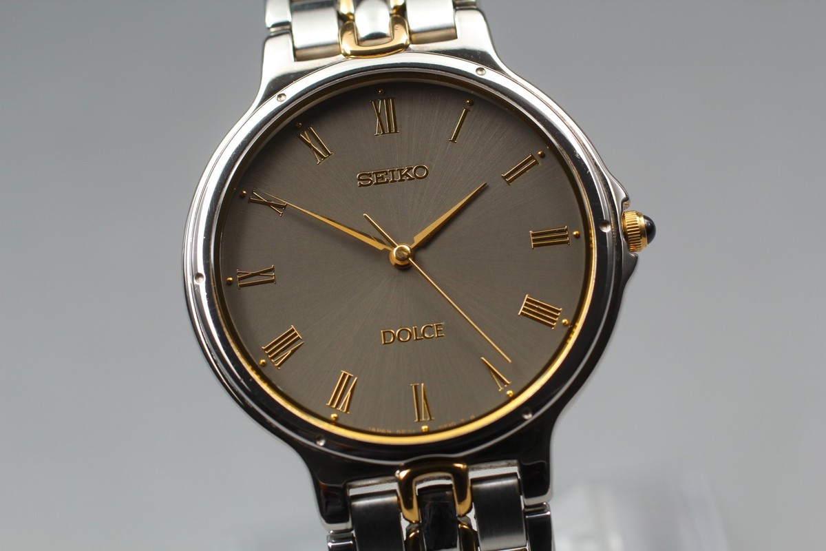 Vintage 1993 Seiko Dolce 5E31-6E50 Two-Tone Roman HAQ Quartz Mens