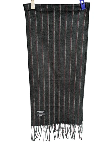 Foulard Christian Dior rayé Monsieur Cashmaire 100% acrylique franges 11"x48"