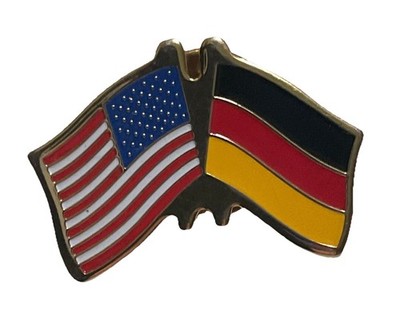 American Flag Crossed with German Flag Vintage Lapel Pin AA12
