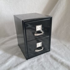 Mini Miniature Black File Cabinet Alphabetical Filing Cabinet 2 Drawer