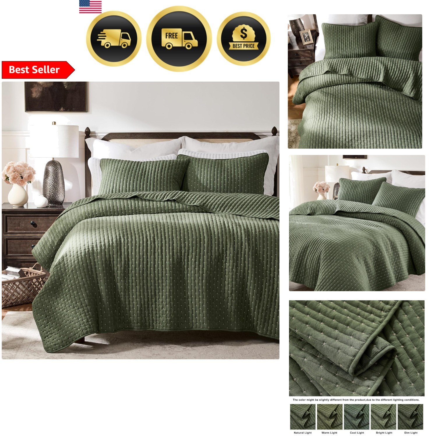 With Pillow Shams Farmhouse Style All Season Bedding