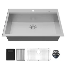 Karran USA WSTMSB3323-PK1 Fusion 33" Drop In Single Basin - Satin Brushed