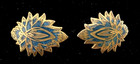 Vintage MMA 1985 Shah Jahan Gold Tone with Blue Enamel Closoinne Flower Earrings