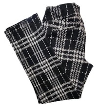 New York  Company Womens Pull On Pants Medium Black White Plaid Knit Stretch