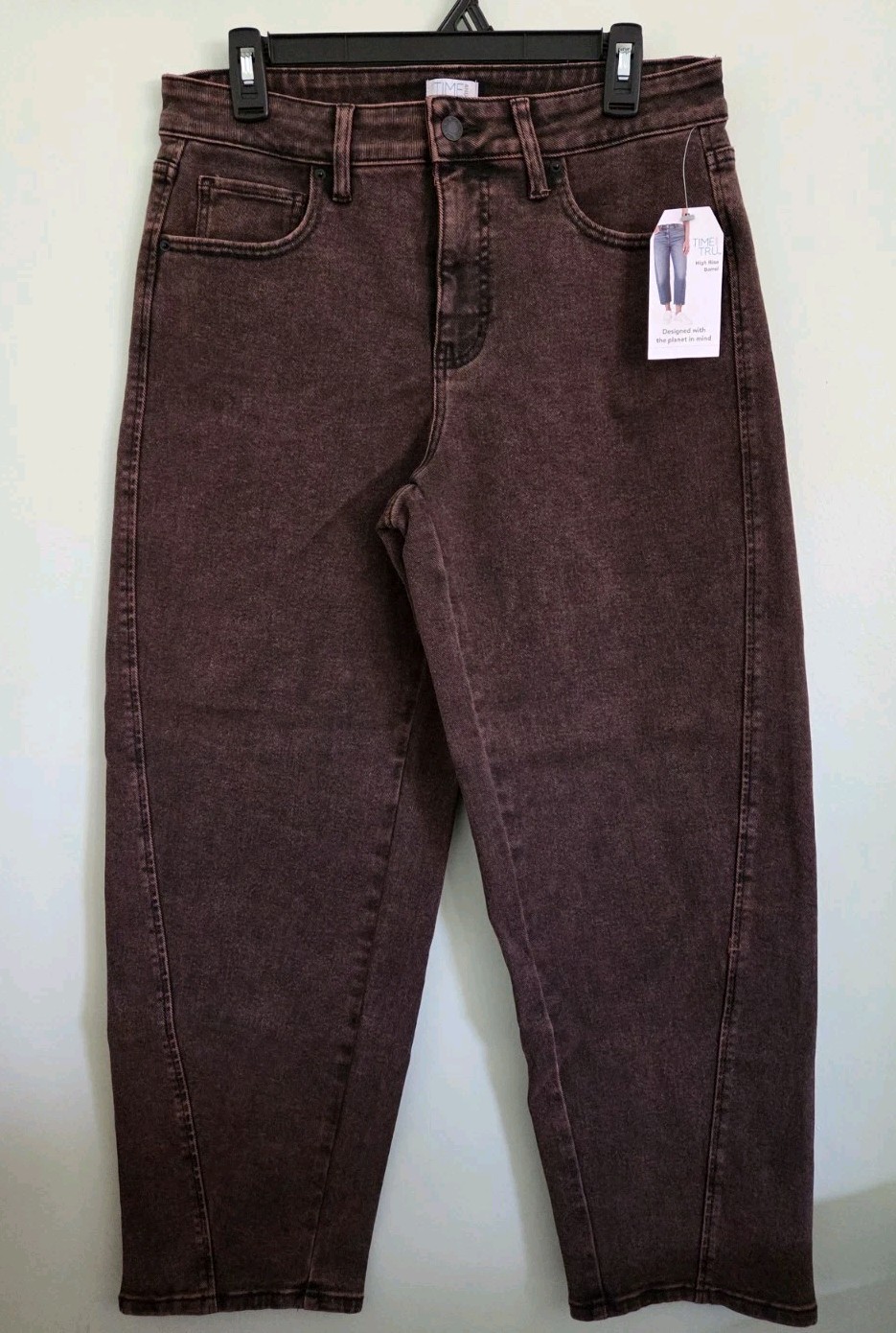 Time and Tru Women's SIZE 10 Barrel Jeans BROWN High Rise #10726