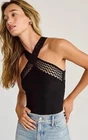 Express body contour seamless ribbed mesh criss cross halter bodysuit S/M NEW