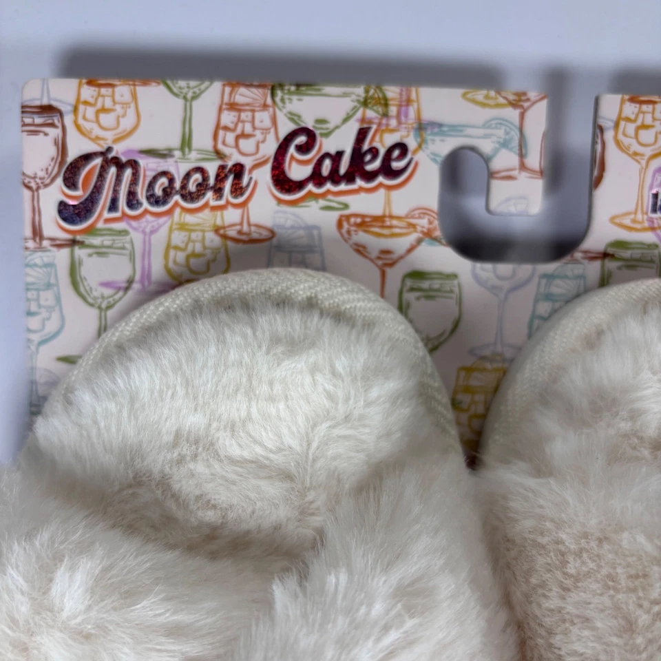 Moon Cake Women's Fuzzy Slippers White Sequin Martini Olive Size S (5/6) - Image 3 of 4