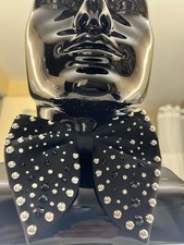 Designer-Inspired Handmade Rhinestone Bow Tie   Black Formal Accessory for 2025