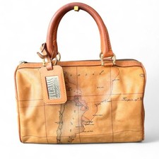 Alviero Martini 1 Classe Geo Classic Boston Bag Map Print Leather Satchel