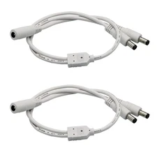 2-Pack DC Power Splitter Cable 1 Female to 2 Male 5.5mm X 2.1mm for LED