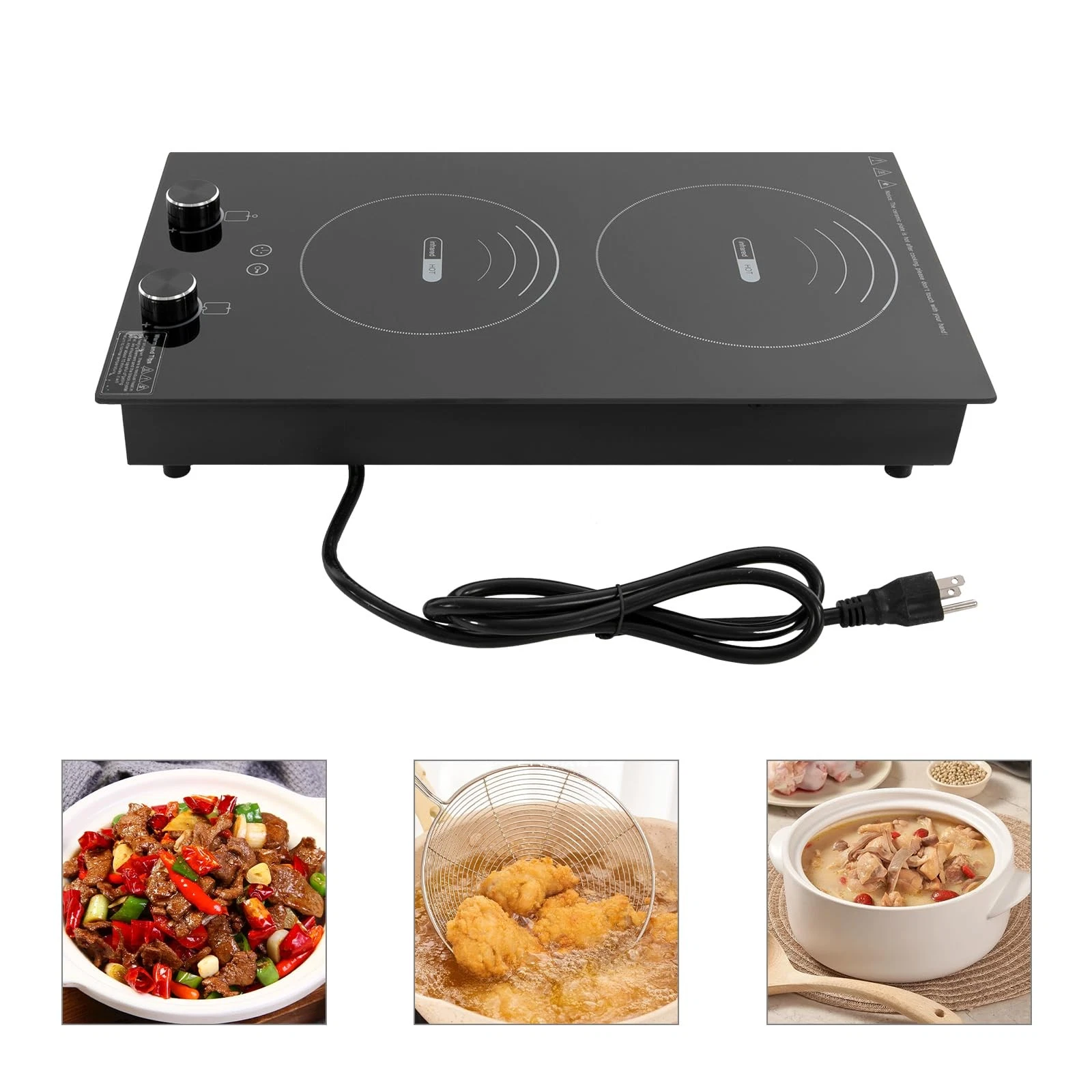 Electric Hob Cook Top Stove 110V Induction Cooktop 2 Burners Ceramic Cooktop