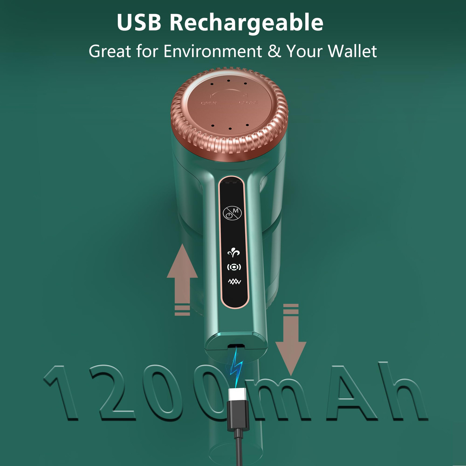 1200mAh Rechargeable Fabric Shaver Electric Lint Remover Portable Sweater green