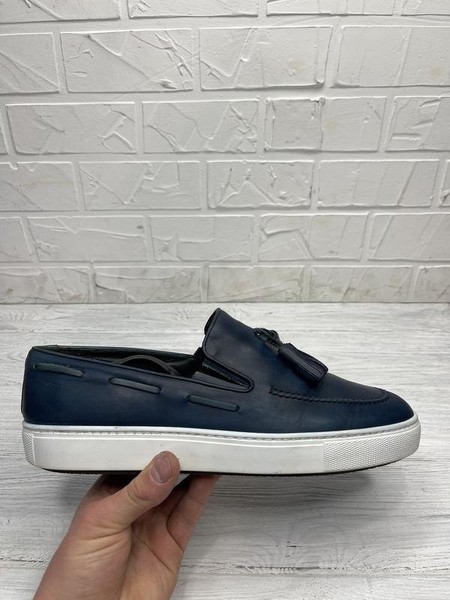Men Canali Loafers Navy Leather 43