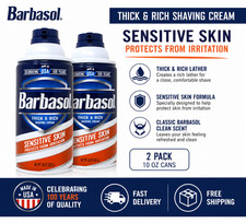 Barbasol Thick Rich Sensitive Skin Shaving Cream 10 oz Cans Pack of 2 Men