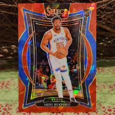2024-25 Panini Select - Concourse Ariel Hukporti #93 Red Cracked Ice Prizm (RC)