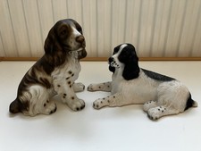 2x Vintage Springer Spaniel Dog Figurines Sculptures Leonardo & Harvey Knox HHH