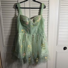 Sage Green Floral Embroidered Tulle Corset Mini Dress Fairycore Homecoming 18