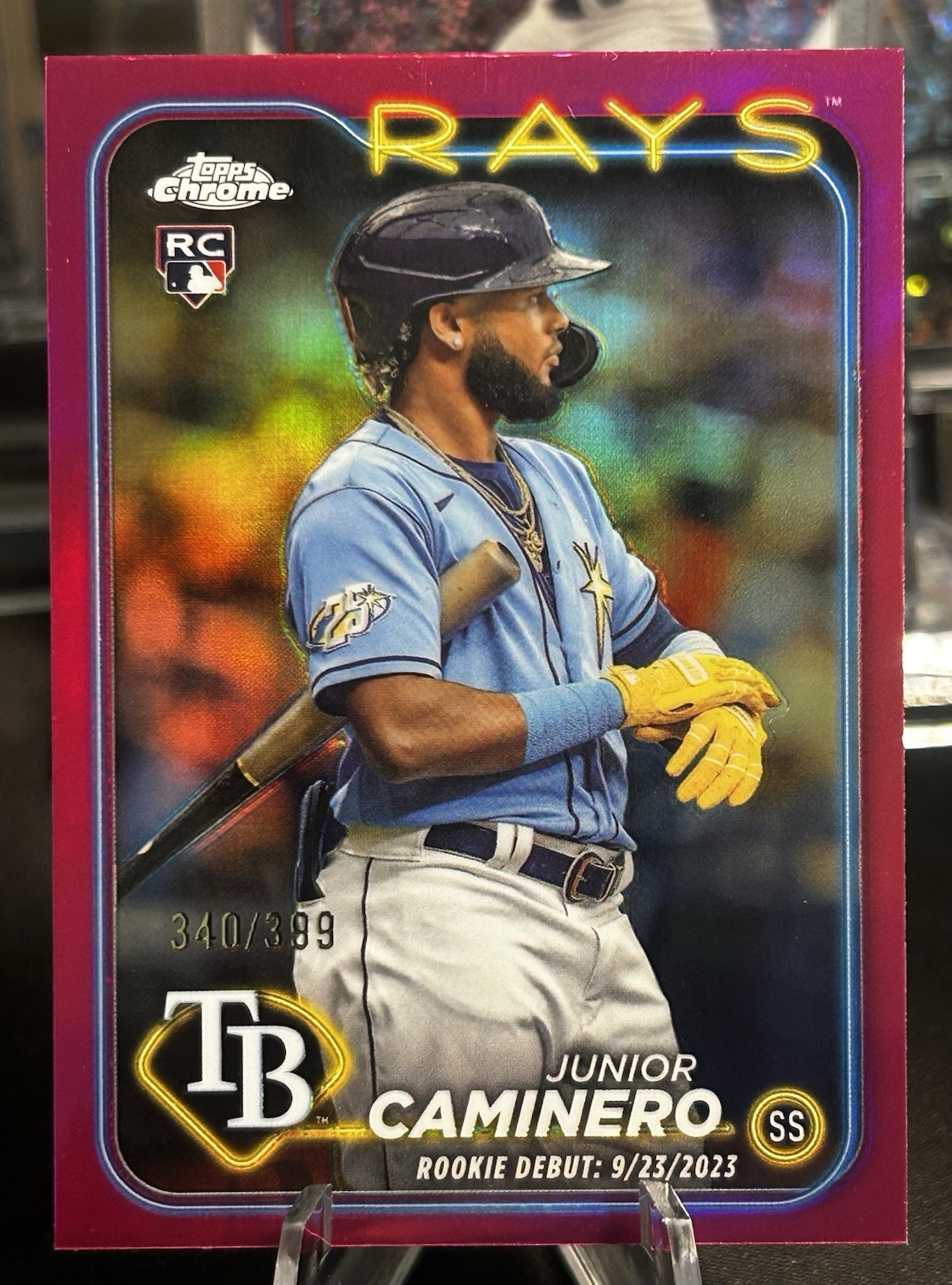 JUNIOR CAMINERO 2024 TOPPS CHROME UPDATE ROOKIE DEBUT MAGENTA RC /399
