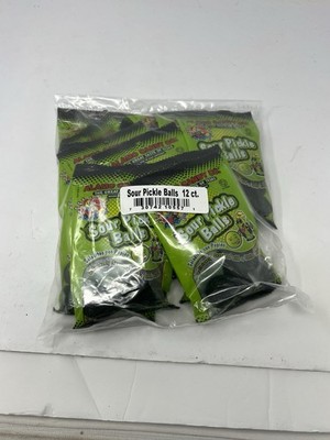 Alamo Candy Sour Pickle Balls Intense Candies Pungent Sour Pickle Flavor 12 Pack