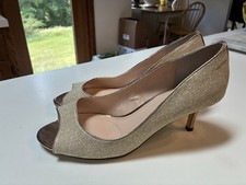 I. Miller Silver Sparkle Low Heeled Formal Prom Bridal Open Toe Shoes Size 8 M E