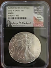 2013 (W) BURNISHED SILVER EAGLE NGC MS70 WEST POINT ANNA CABRAL SIGNED/pop of 68