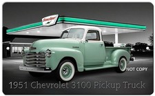 1951 Chevrolet 3100 Pickup Truck Classic Muscle Car Aluminum Metal Sign 8x12 In