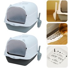Extra Large Open or Enclosed Cat Litter Tray Filter Box Hooded with Large Scoop