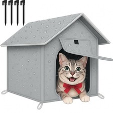 Outdoor Cat House with Cozy Cushion, Waterproof Insulated Cat Houses for Outd...