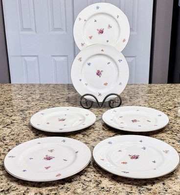Set of 6 Pickard Floral Chintz Salad Plates 8-1/8  Gold Trim USA Vintage