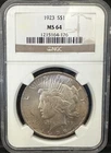 1923 Philadelphia Peace Silver Dollar $1 NGC MS64
