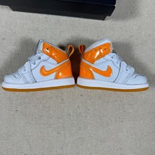 Jordan 1 Mid SE TD Toddler 2C Football Grey Orange Peel NEW FN9773-018