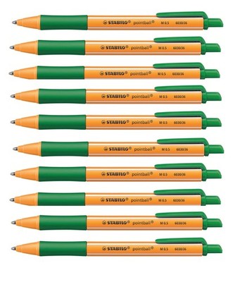 10x Stabilo Kugelschreiber Stift Farbe pointball 6030/36 grün Großraummine 0,5mm