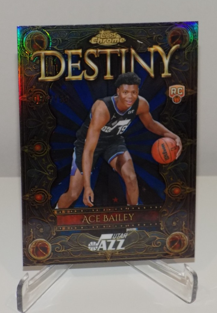 Ace Bailey 2025 Topps Chrome DESTINY D-5 UTAH JAZZ ROOKIE RC Blue #d /150