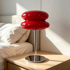 Red Double Layer Mushroom Table Lamp USB Powered LED Desk Lamp 3 Color Light