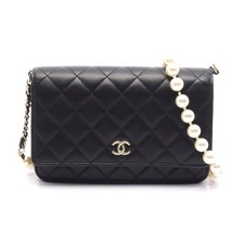 Chanel Matelasse Leather Shoulder Bag Women Black One Size 665175