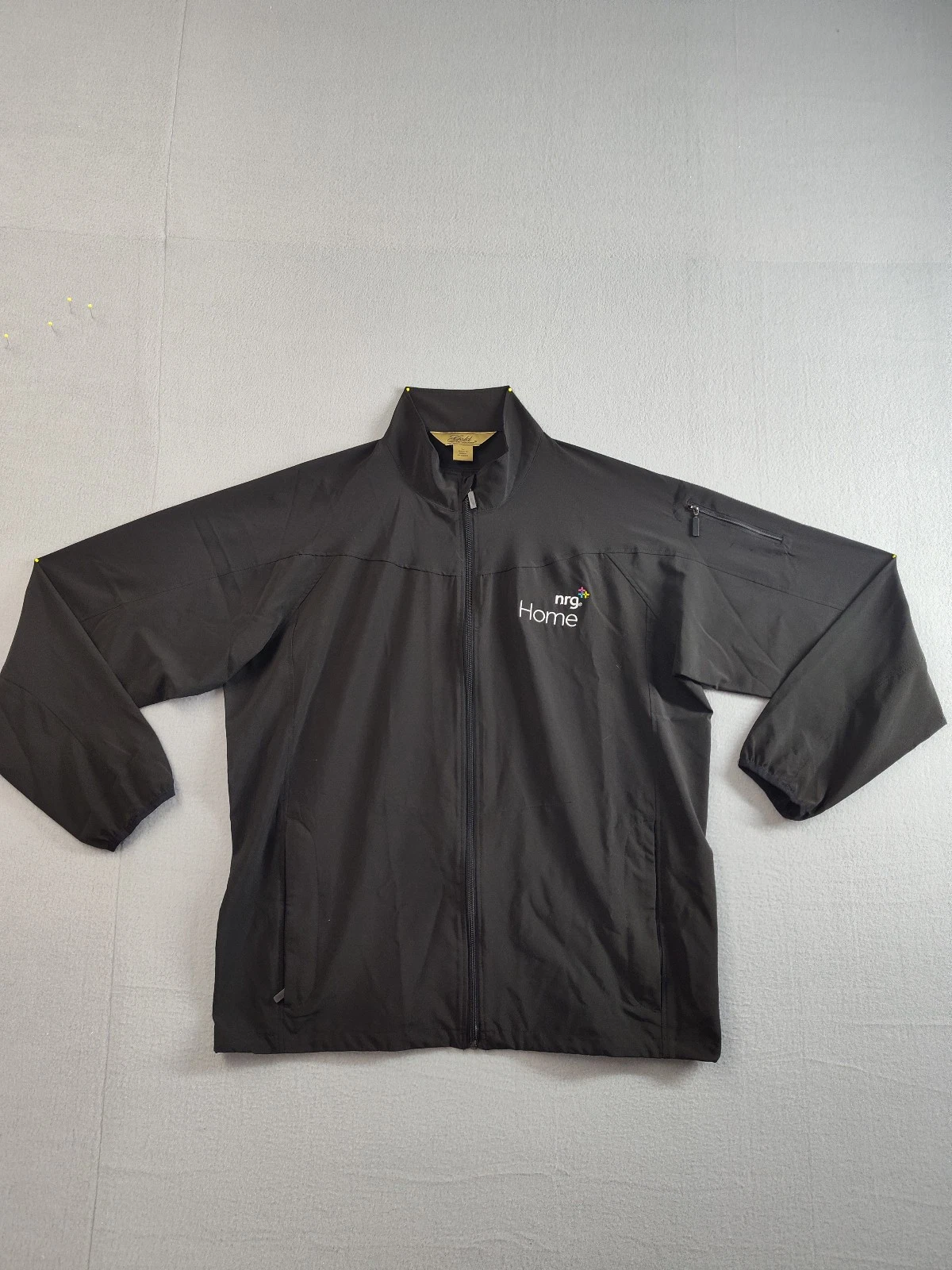 Gold Tri Mountain Men Jacket L Black Mock Neck Full Zip Long Sleeve Outdoor